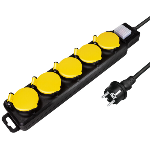 LogiLink Outdoor-Steckdosenleiste, 5-fach, schwarz, IP44