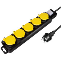 LogiLink Outdoor-Steckdosenleiste, 5-fach, schwarz, IP44