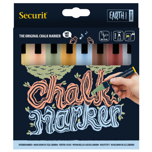 Securit Kreidemarker ORIGINAL MEDIUM, 8er Etui, Erdfarben
