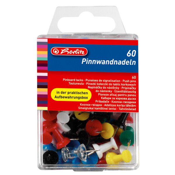 herlitz Pinnwand-Nadeln, farbig sortiert, Inhalt: 400 St&uuml;ck