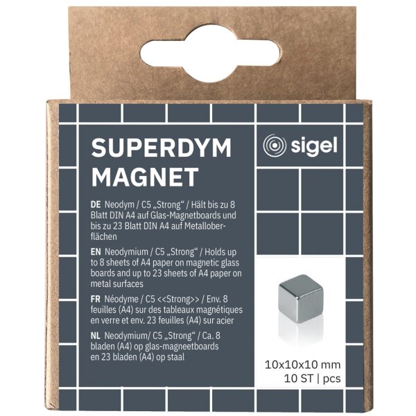 sigel Neodym-W&uuml;rfelmagnet "Strong" C5, 10er Set, silber