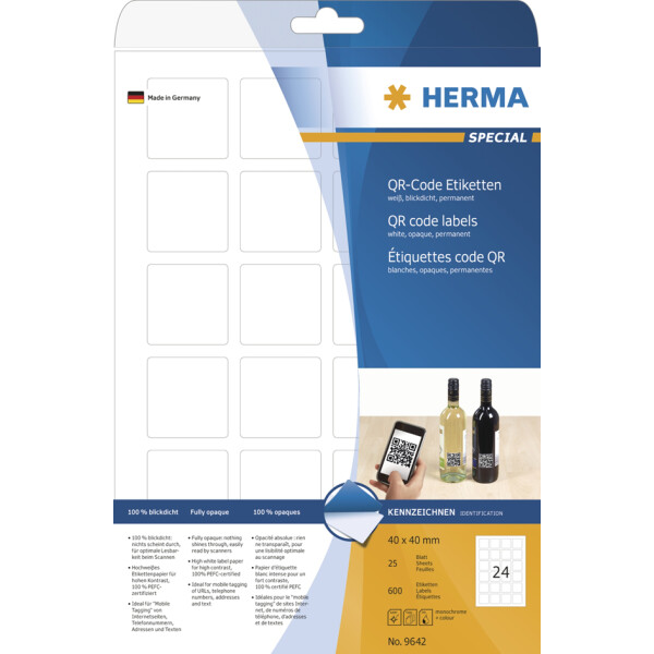 HERMA QR-Code Etiketten, 40 x 40 mm, quadratisch