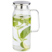 APS Glaskaraffe mit Deckel, 1,5 Liter, Glas Edelstahl