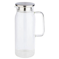 APS Glaskaraffe mit Deckel, 1,5 Liter, Glas Edelstahl