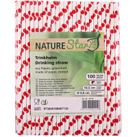 NATURE Star Papier-Trinkhalm, 197 mm, rot weiß...