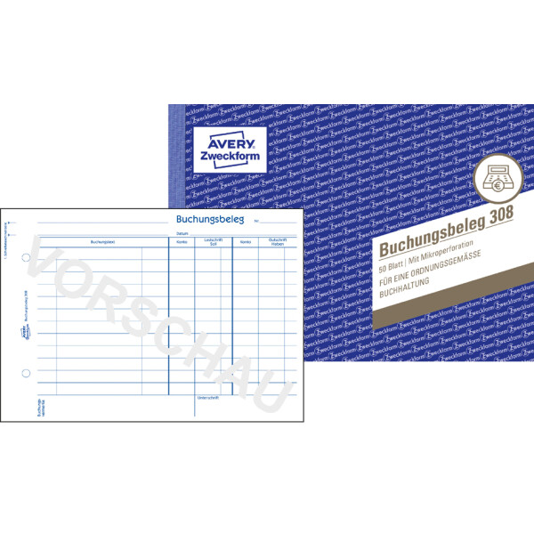 AVERY Zweckform Formularbuch "Buchungsbeleg", A6 quer