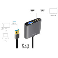 LogiLink USB 3.0 - HDMI VGA Grafikadapter, schwarz