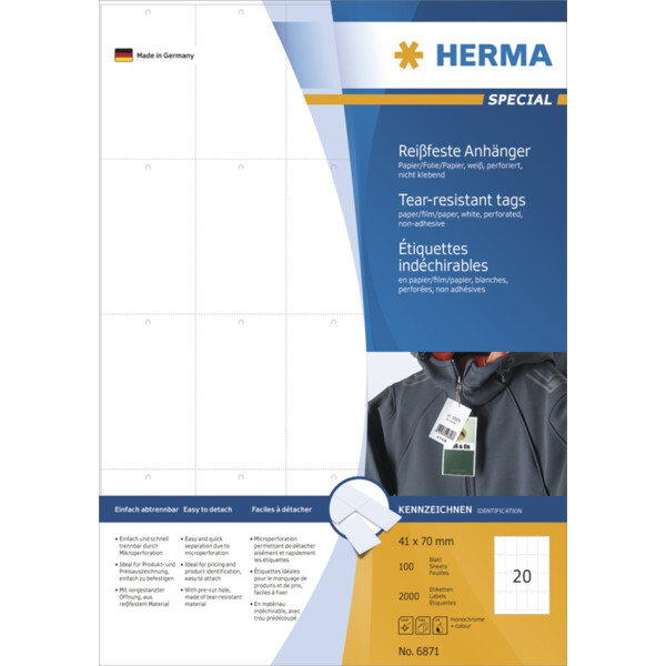 HERMA Warenanh&auml;nger SPECIAL, 30 x 37 mm, wei&szlig;