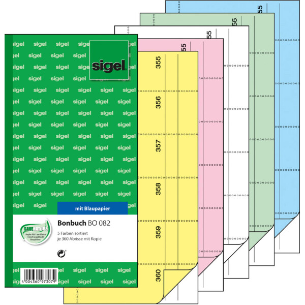 sigel Formularbuch "Bonbuch", 105 x 200 mm, gelb