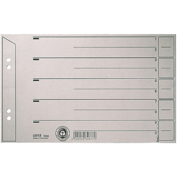 LEITZ Trennbl&auml;tter, A4 &Uuml;berbreite, Kraftkarton 200g qm, grau