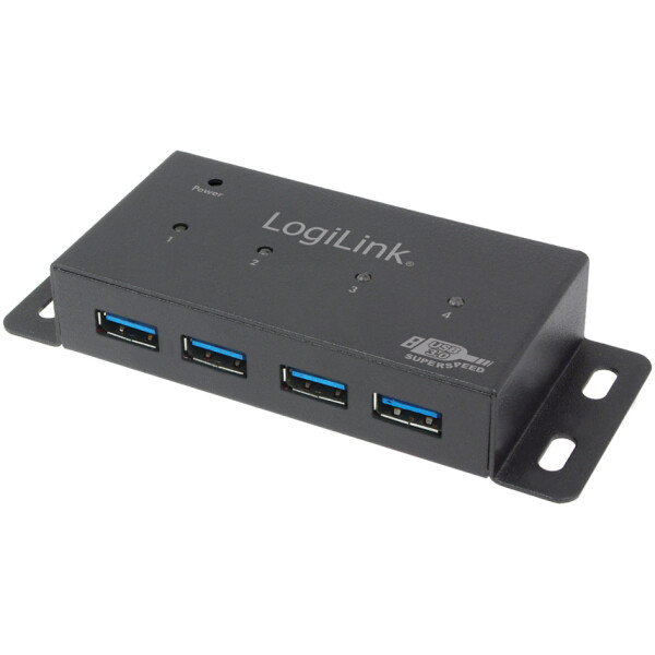 LogiLink USB 3.0 Hub für Wandmontage, 4 Port, Metallgehäuse