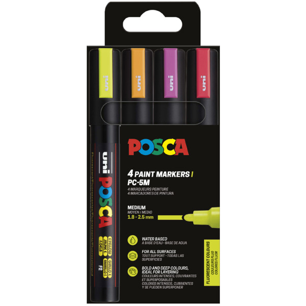 POSCA Pigmentmarker PC5M, 8er Etui, warme Farben
