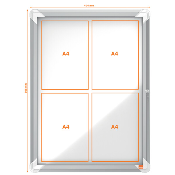 nobo Schaukasten Premium Plus, Metall-Rückwand, 4 x DIN A4