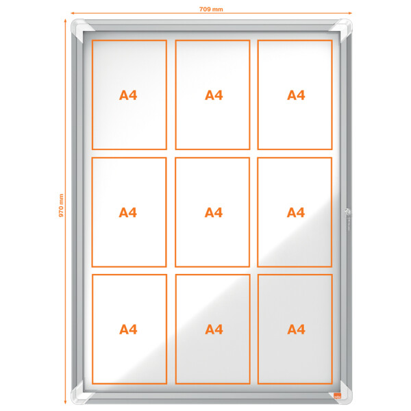 nobo Schaukasten Premium Plus, Metall-Rückwand, 4 x DIN A4