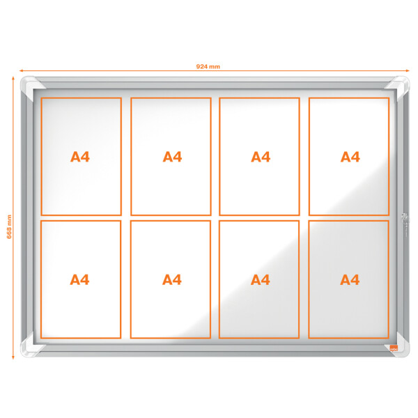 nobo Schaukasten Premium Plus, Metall-Rückwand, 4 x DIN A4