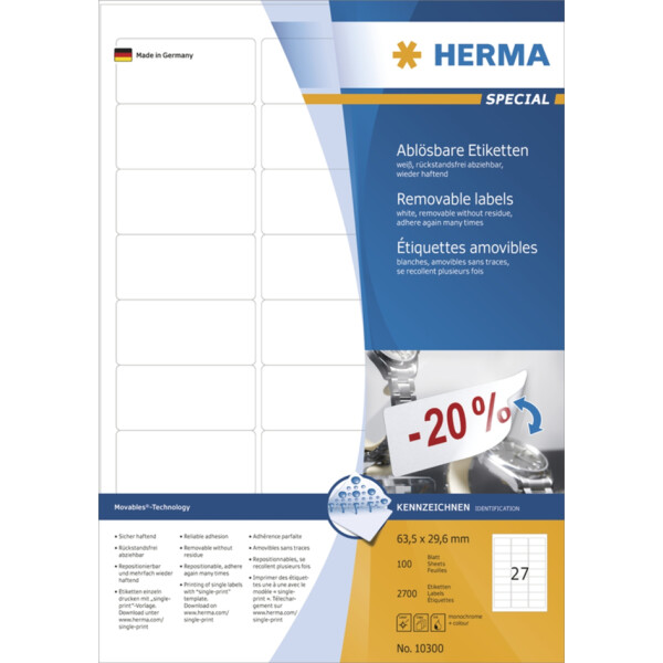 HERMA Universal-Etiketten SPECIAL, 99,1 x 93,1 mm, weiß