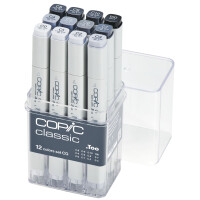 COPIC Marker classic, 12er Grau Set "CG", kalte...