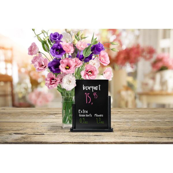 Securit Tischaufsteller ELEGANT, groß, mahagoni