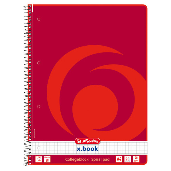 herlitz Collegeblock x.book, DIN A4, 80 Blatt, kariert