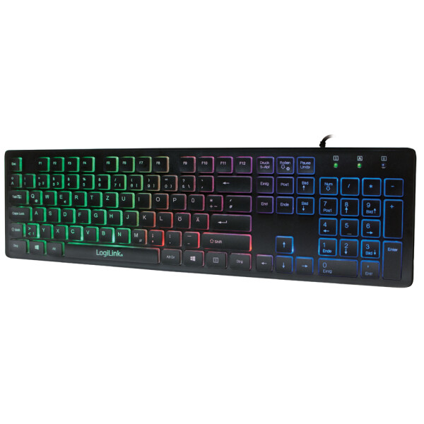 LogiLink Beleuchtete Tastatur, kabelgebunden, schwarz