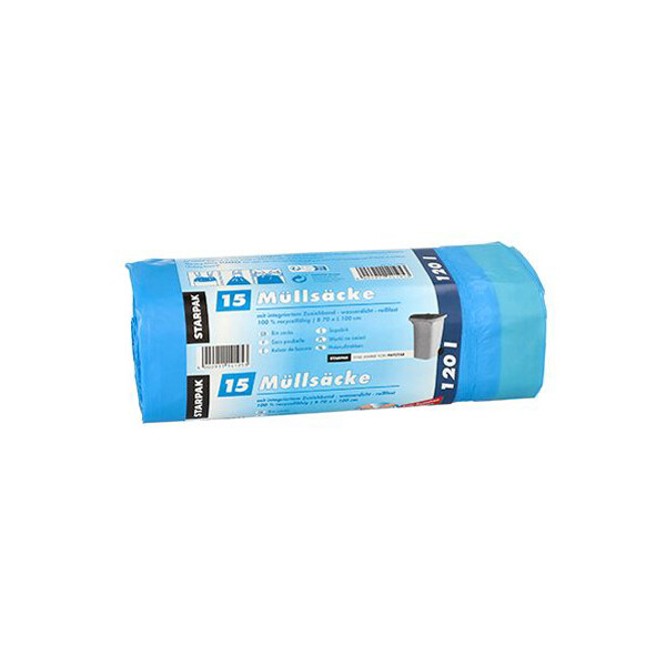 STARPAK Müllsäcke LDPE, mit Zugband, 120 Liter, blau
