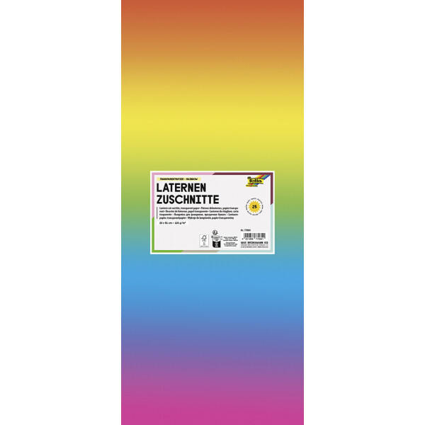 folia Regenbogen-Transparentpapierzuschnitte, 220 x 510 mm