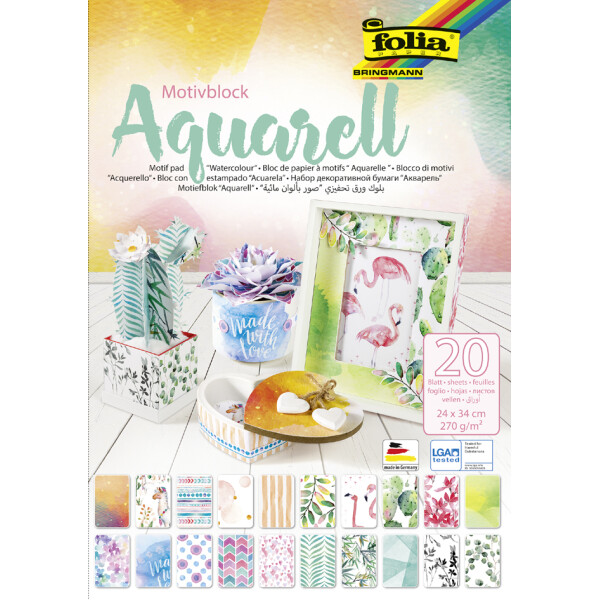 folia Motivblock "Aquarell", 240 x 340 mm, 20 Blatt