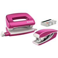 LEITZ Heftgerät- & Locher-Set Mini NeXXt WOW, violett