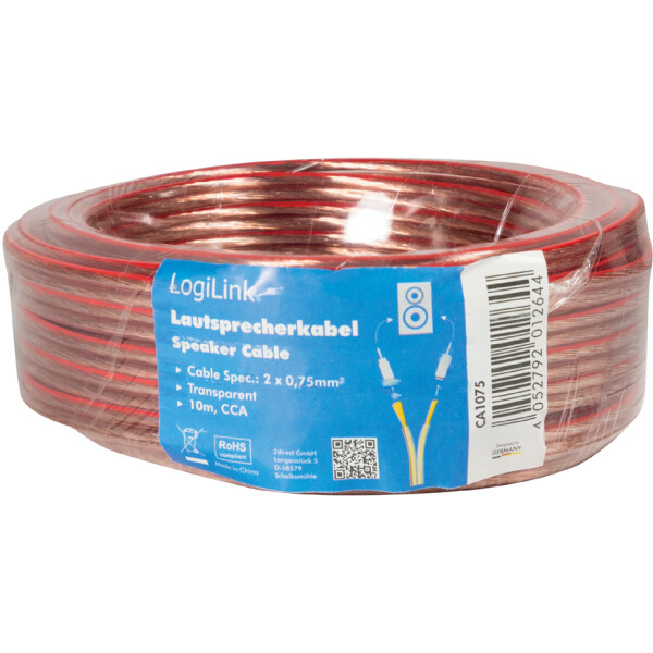 LogiLink Lautsprecherkabel, 2 x 1,50 qmm, 10 m