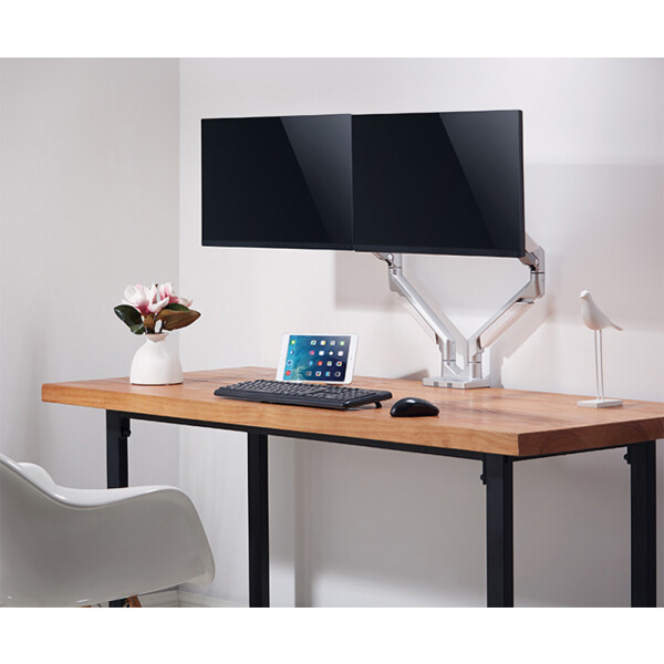 LogiLink Doppel-Monitorarm, aus Aluminium, silber, Curved