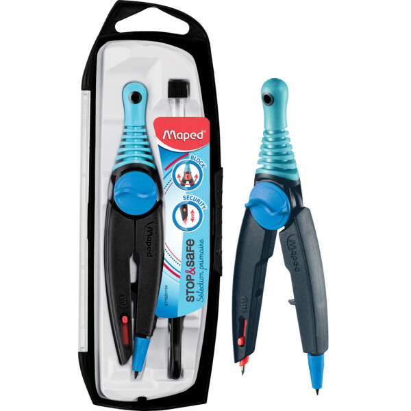 Maped Zirkelkasten Stop & Safe mit Adapterring, blau