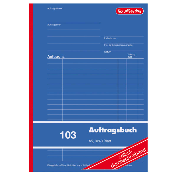 herlitz Formularbuch "Auftrag 102", DIN A5, 2 x 40 Blatt