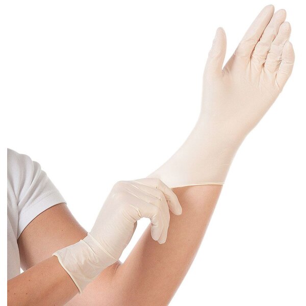 HYGOSTAR Latex-Handschuh Grip, M, wei&szlig;, puderfrei
