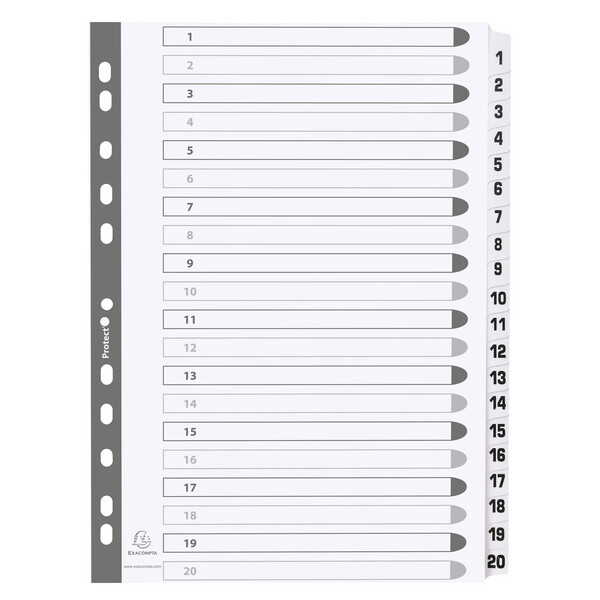 EXACOMPTA Karton-Register 1-12, DIN A4, wei&szlig;, 12-teilig