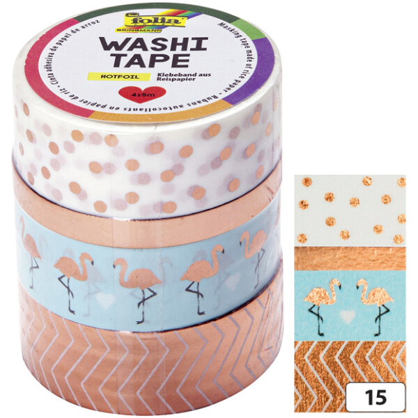 folia Deko-Klebeband Washi-Tape HOTFOIL SILBER, 4er Set