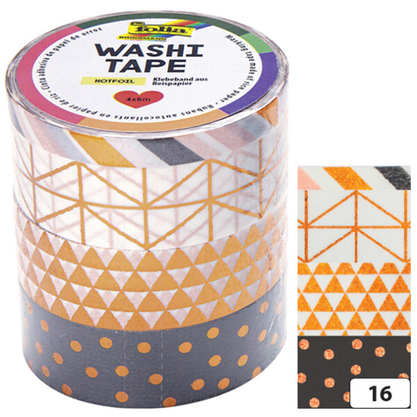 folia Deko-Klebeband Washi-Tape HOTFOIL SILBER, 4er Set