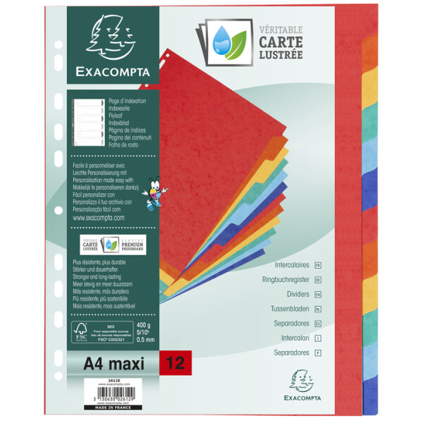 EXACOMPTA Karton-Register, DIN A4+, 6-teilig