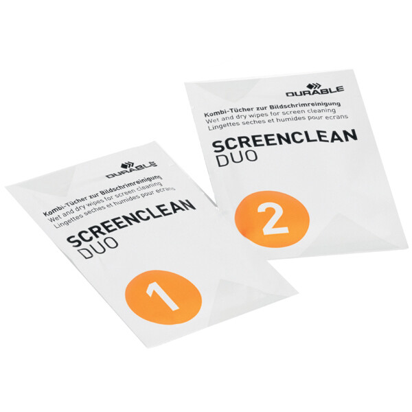 DURABLE Bildschirm-Reinigungst&uuml;cher SCREENCLEAN DUO