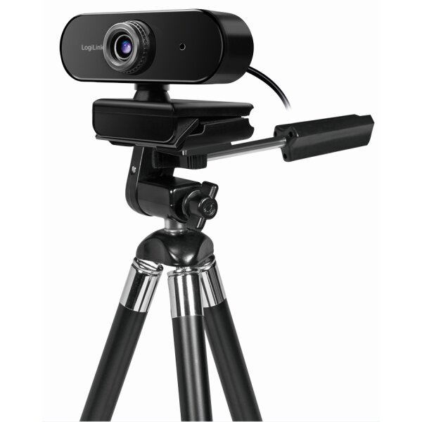 LogiLink Pro Full-HD-USB-Webcam mit Mikrofon, schwarz