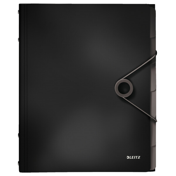 LEITZ Ordnungsmappe Solid, DIN A4, PP, 6 F&auml;cher, schwarz