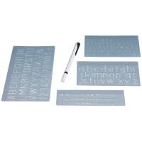 WEDO Schriftschablonen-Set, Schrifthöhen: 5 mm, 10...