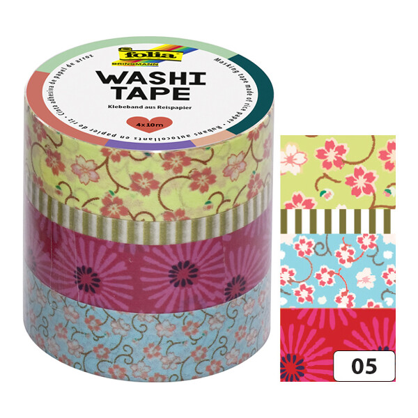 folia Deko-Klebeband Washi-Tape BLUMENREIGEN, 4er Set