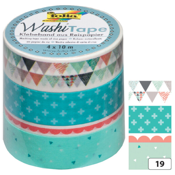 folia Deko-Klebeband Washi-Tape BLUMENREIGEN, 4er Set
