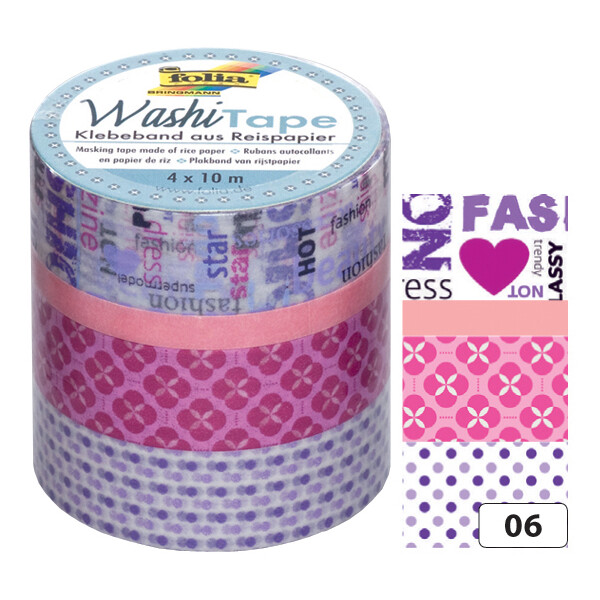 folia Deko-Klebeband Washi-Tape BLUMENREIGEN, 4er Set