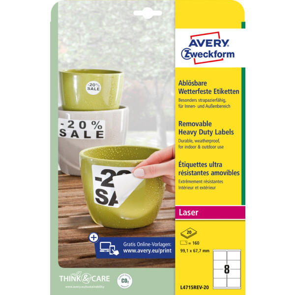 AVERY Zweckform wetterfeste Etiketten, 45,7 x 21,2 mm