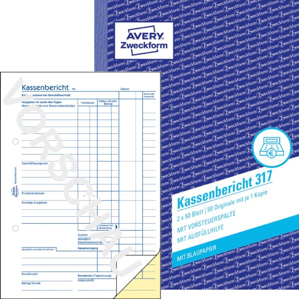 AVERY Zweckform Formularbuch "Kassenabrechnung mit MwSt", A4