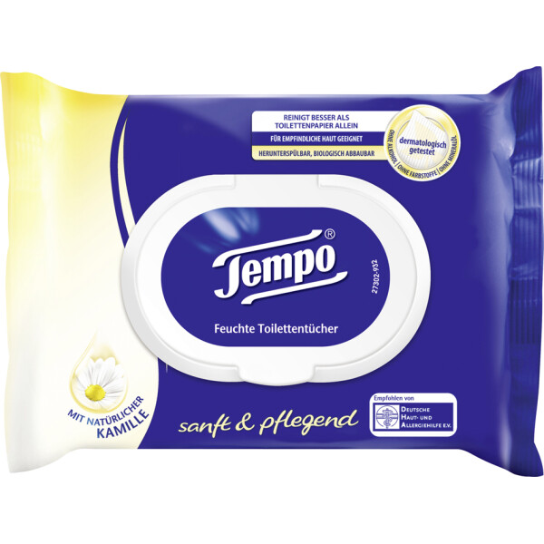 Tempo Feuchte Toilettentücher sanft & sensitiv,mit Aloe Vera