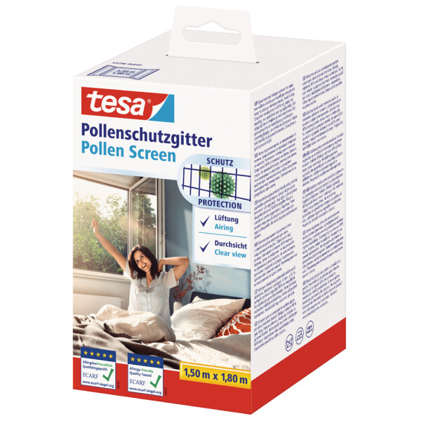 tesa Pollenschutzgitter für Fenster, 1,50 m x 1,30 m