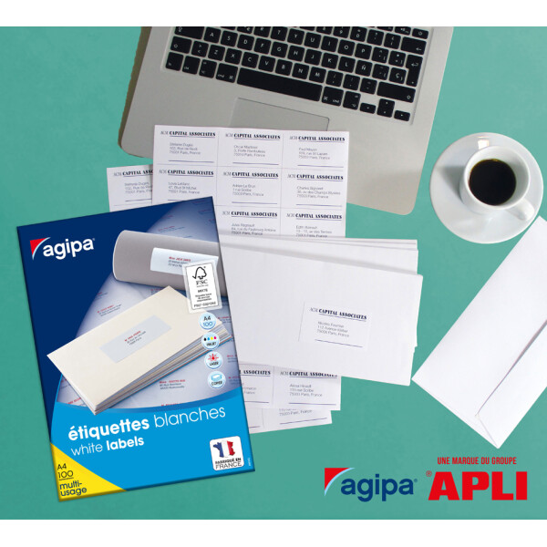 agipa Universal-Etiketten, 38 x 21,2 mm, wei&szlig;, rechteckig