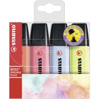 STABILO Textmarker BOSS ORIGINAL Pastel, 4er Kunststoffetui